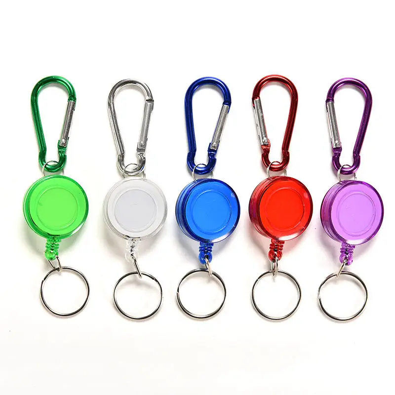 

1 PCS Colourful Strap Carabiner Clip Card Label Retractable Metal Card Badge Holder Random Color