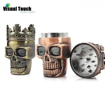

Visual Touch 2 Colors King Skull Metal Tobacco Smoking Cigarette Spice Grinder Crusher Pollen Catcher Plastic zinc alloy