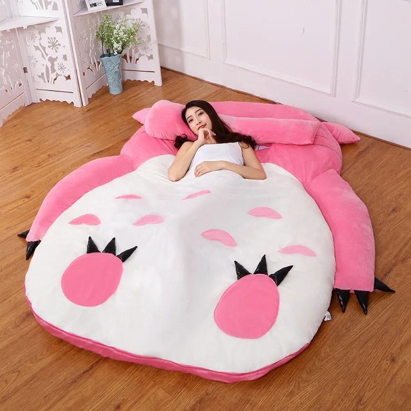 Розовый Тоторо диван-кровать для ленивых один мультфильм Татами Коврики двуспальная кровать подушка принцесса девушка спальня диван матрас