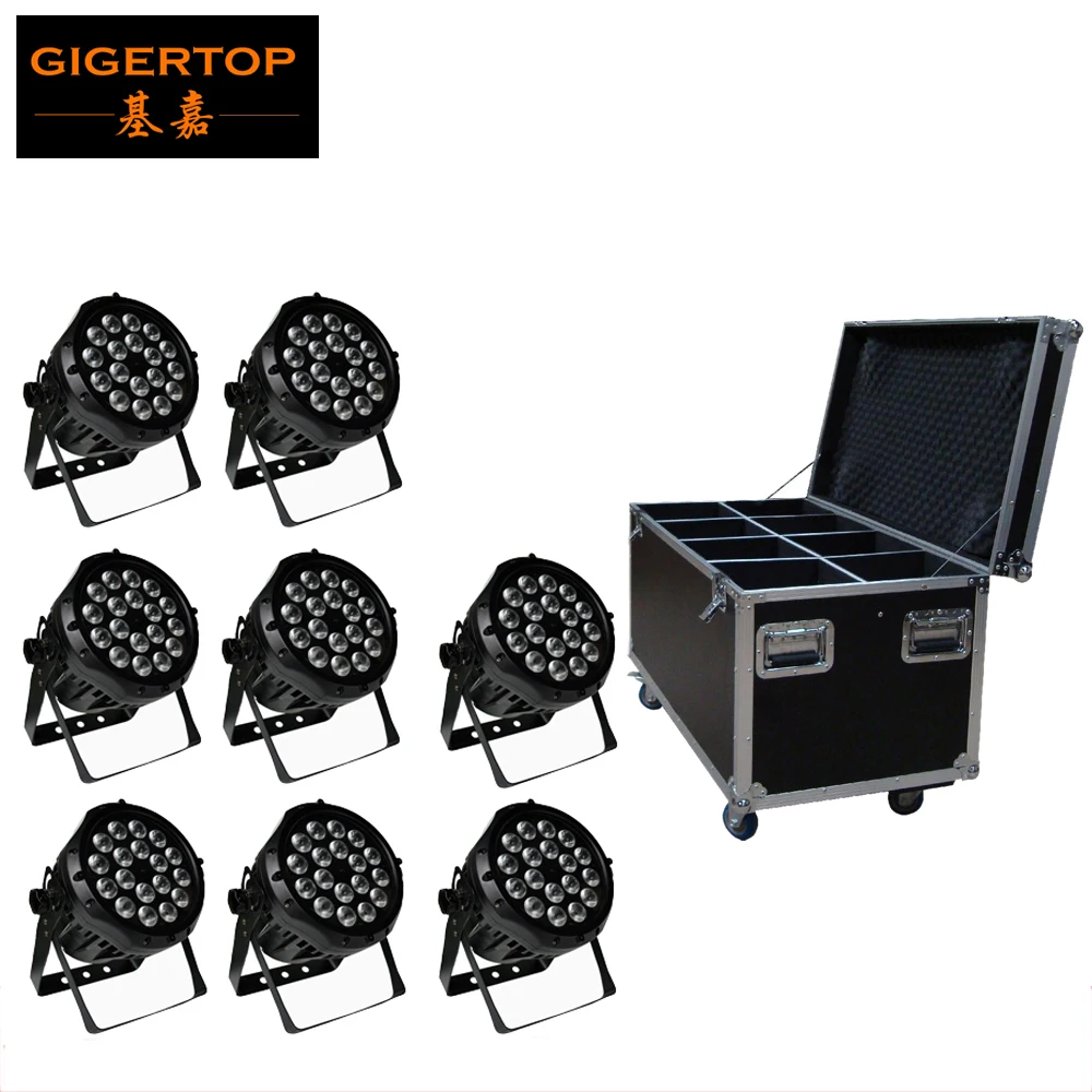 Flight Case 8in1 Packing 18 x 10W RGBW 4IN1 Waterproof Aluminum Casting Led Par Light IP65 Good Heat Dissipation No Work Noise