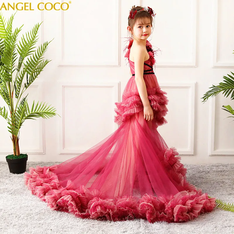 

Princess Flower Girl Dress Tutu Wedding Birthday Party Dresses For Girls Children's Teenager Prom Gown Designs Robe De Soiree