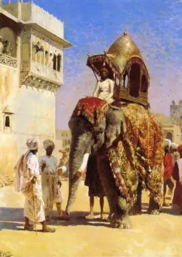 Handmade Oil Painting repro Edwin Lord Weeks Mogul's Elephant | Дом и сад