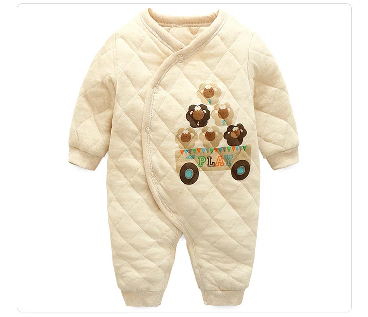 На осень-зиму детский комбинезон, пижамы для мальчиков и девочек из органического хлопка для новорожденных комбинезоны одежда для малышей, одежда для сна одежда для малышей F402