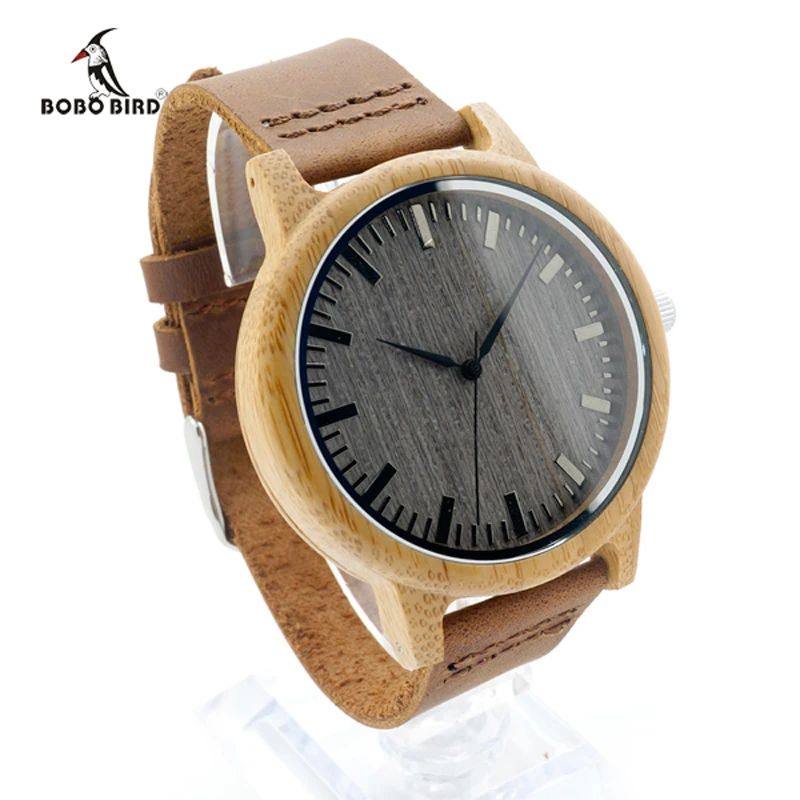 2017 Brand BOBO BIRD Quartz Leather Men Bamboo Watches Luxury Wristwatch Male Wood Watch relojes hombre Relogio Masculino C-A18