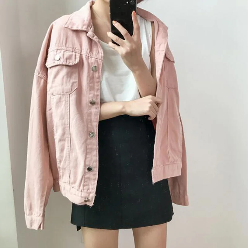 SEDUTMO Spring Denim Jacket Women Boyfriend Jean Coat Streetwear Harajuku Vintage Candy Jackets Autumn Casual Outerwear ED194