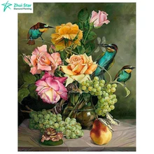 Полный квадратный алмаз 5D DIY Алмазная картина фото на заказ "Цветы и птицы" 3D вышивка крестиком Мозаика Декор