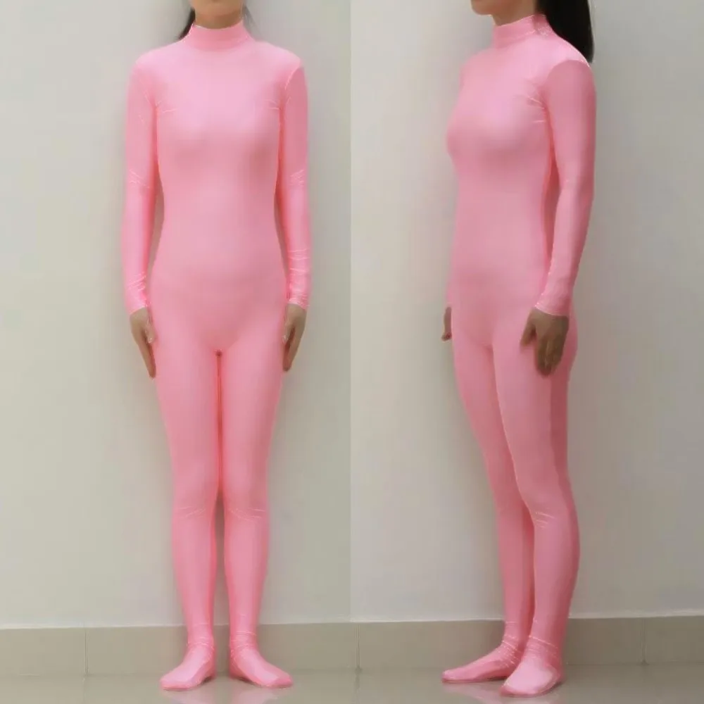 Cosplay&ware Lycra Womens Long Sleeve Black Unitard Mock Neck Hoodless Spandex Dance Zentai Bodysuit Full Body Tight Skin Suits For Cosplay -Zentai shop online