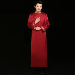 Черный Best Man китайский длинное платье Свадебные Cheongsam Винтаж Oriental одежда для жениха длинное вечернее платье Для мужчин