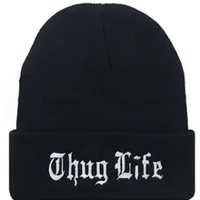 Новинка, зимняя шапка THUG LIFE, шапки бини для женщин/мужчин, вязаная Лыжная Шапка в стиле хип-хоп, модная черная шапка, высокое качество