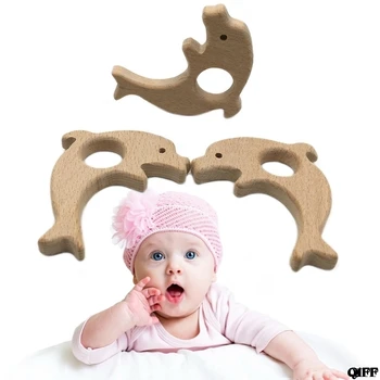 

Drop Ship&Wholesale Baby Teether Pacifier Animal Dolphin Wooden Teething Nursing Chew Necklace Toys May06