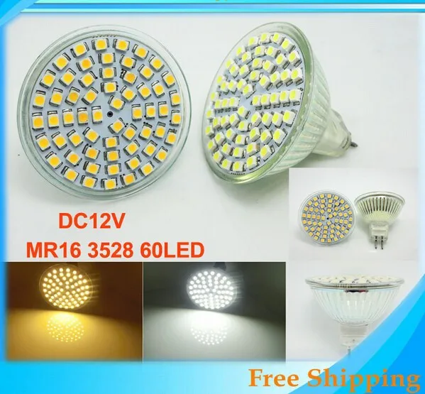 10X MR16 3528SMD 60 Светодиодный светильник с ампулой A Светодиодный прожектор MR16 GU5.3 DC12V Venta como las tortas calientes 5W