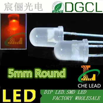 

Free shipping Red 5mm diffused LED(Milky white)1.8-2.2V 15-20mA Round DIP LED(CE&Rosh)