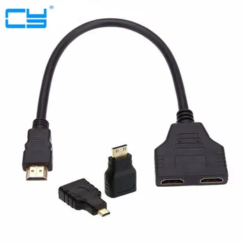 

HDMI to Dual HDMI Female Y Splitter Switch Extension Adapter Cable with Micro & Mini HDMI Adapter
