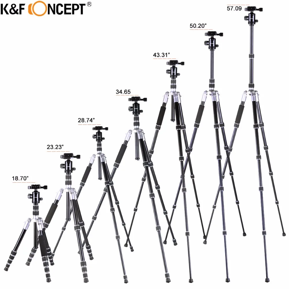 K& F концепция 57,09 дюймов легкий портативный дорожный треножник для камеры Профессиональный штатив с шаровой головкой для камеры Canon Nikon sony