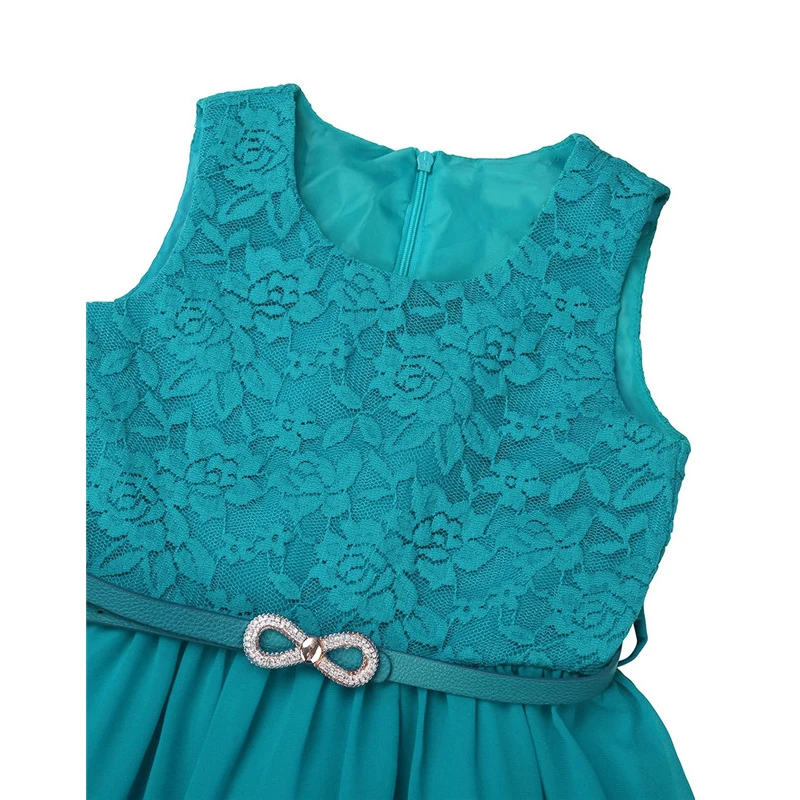 Floral sem Mangas Festa de Aniversário Vestido da Menina Vestido de Princesa com Cinto Crianças Meninas Chiffon Rendas Vestidos Chá Comprimento Flor 12 Cheap Vestidos floridos para meninas