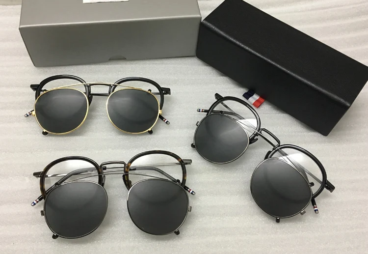 Najtaniej Thom fashional okulary vintage rama dla mężczyzn i kobiet TB710 krótkowzroczność okulary spektakl z klips polaryzacyjny okulary z pudełkiem