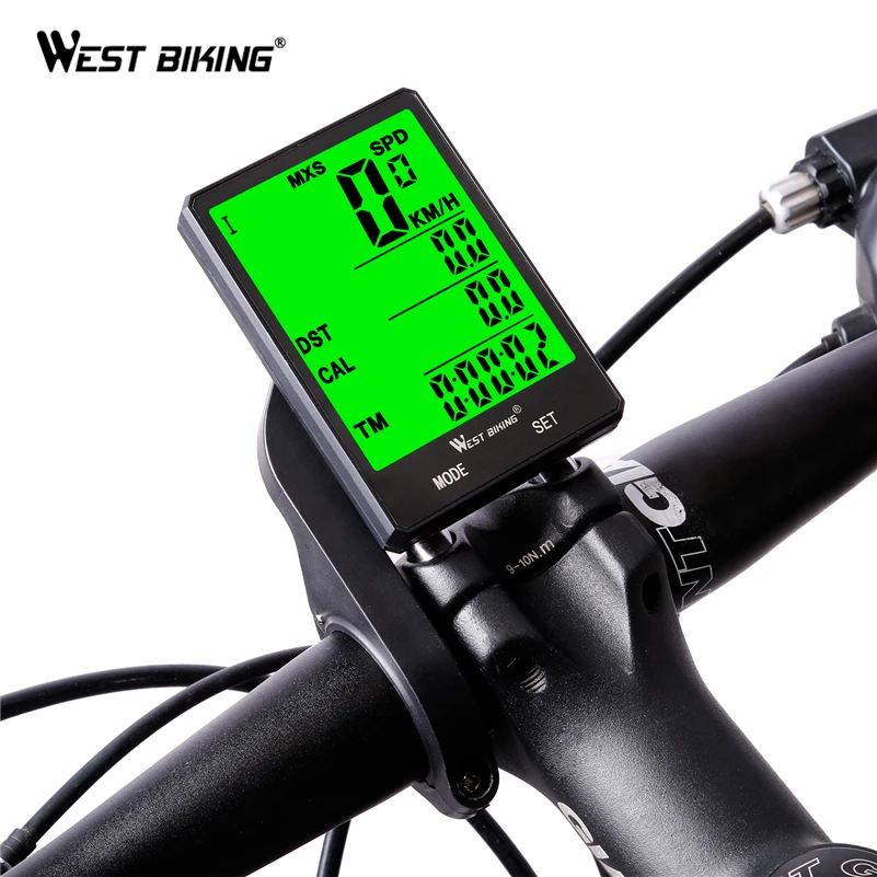 WEST BIKING Cycling Speedometer 2.8'' Large Screen Waterproof 20