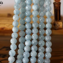 TopGoods натуральный высококачественный Голубой Аквамарин Кварц Круглые бусины для самостоятельного изготовления ювелирных изделий браслет 6 8 10 мм выбрать размер