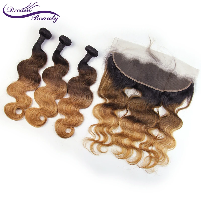 Brazilian Hair Ombre Bundles with Frontal Body Wave Remy Human Hair 1B/4/27 Ombre Bundles with Lace Frontal Closure Dream Beauty Brazilian Hair Ombre Bundles with Frontal Body Wave Remy Human Hair 1B/4/27 Ombre Bundles with Lace Frontal Closure Dream Beauty