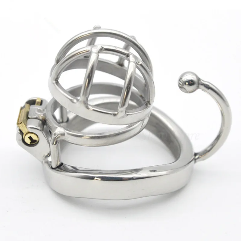 New 304 Stainless Steel Stealth Lock Male Chastity Devices,Short Cage with Base Arc Ring Cock Cage,Penis Rings,Sex Toys For Men