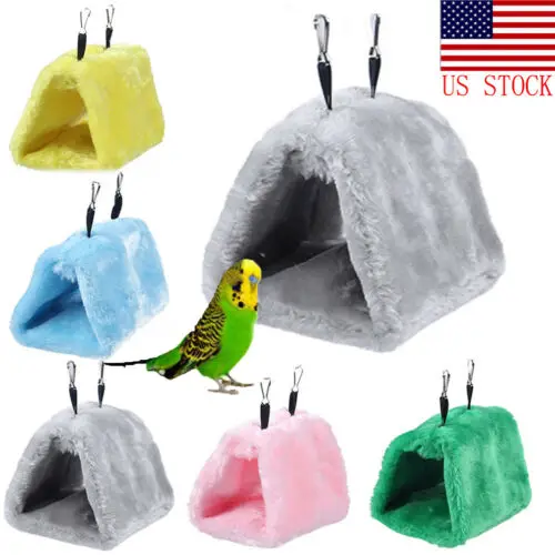 

Winter Bird Plush Hut Tent Hanging Bed Nest Cage Hammock For Parrot Parakeet US