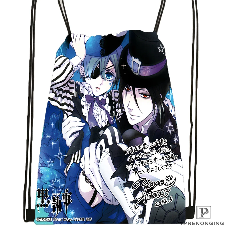 Custom Black Butler 6 Drawstring Backpack Bag Cute Daypack Kids Satchel Black Back 31x40cm 180531 03
