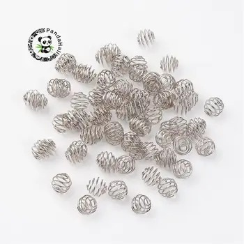 

iron wrap-around spiral bead cages, round, Metal color, about 9mm in diameter, hole: 3mm, about 1650pcs/500g