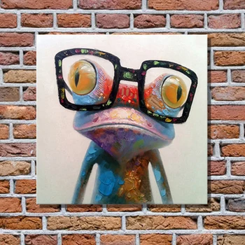 

Pop Art Oil Paintings Colorful Frog with Big Glasses Funny Modern Abstract Animal Wall Art Kid's Room Decor Street Art Graffiti