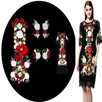 

Super Large Multicolor Flower Embroidered Patches Applique Organza Fabric Sew On Clothes Dress Patches Accessory 76*31CM
