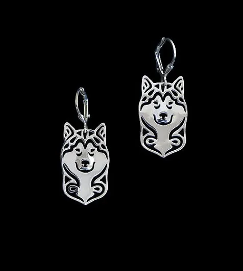 Alaskan Malamute Orecchino Di Colore Placcato Oro Mini Cane Dei Monili Earing