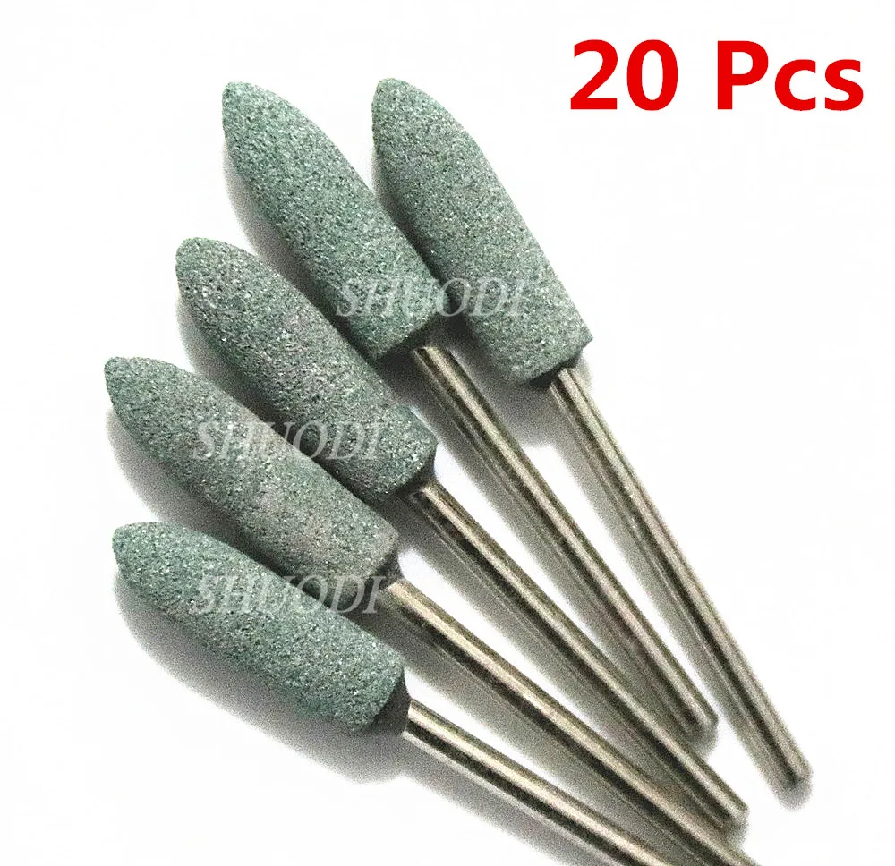 20 Pcs Dental Denture Polishing Bur Burs Green Sand Stone Materials