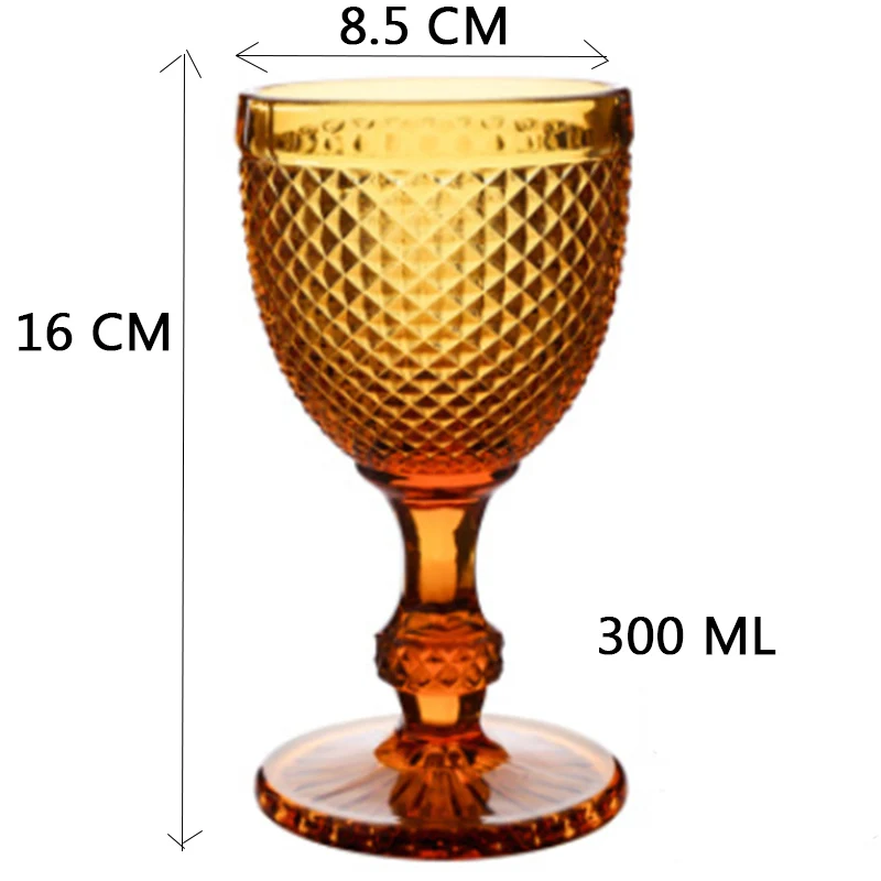 300ml Yellow Свадебные бокалы для шампанского, вечерние бокалы для сока, креативные европейские бокалы с рельефным бриллиантом, не содержит свинец, утолщенные стеклянные дизайны с гравировкой - Цвет: 300ml Yellow