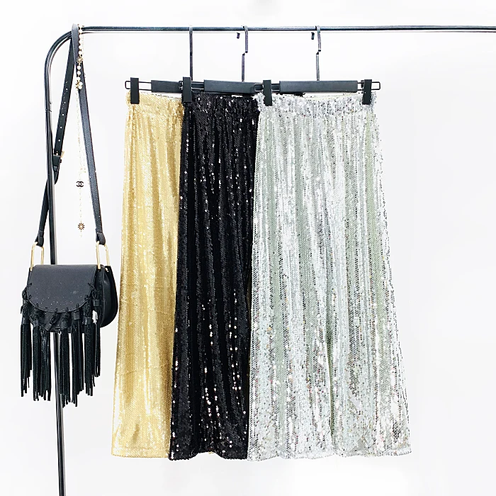 

SuperAen 2019 Spring and Summer New Women Long Pants High Waist Sequins Wild Ladies Wide Leg Pants Fashion Casual Pants Female