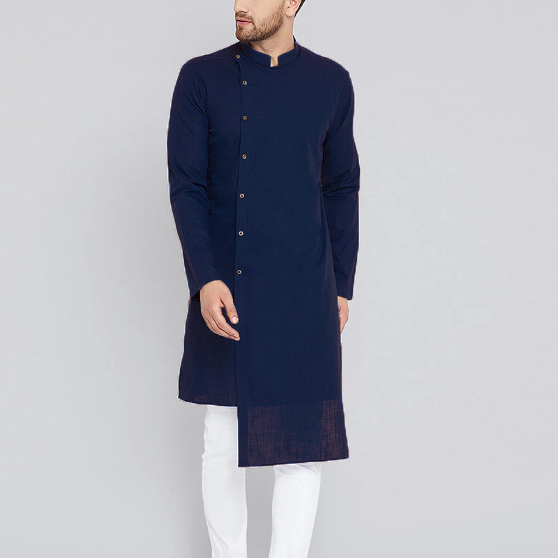 Уличная одежда для курты, индийская одежда, мужская одежда, рубашки с длинным рукавом, мандарин, пуловеры, Исламская одежда, сорочка, кафтан
