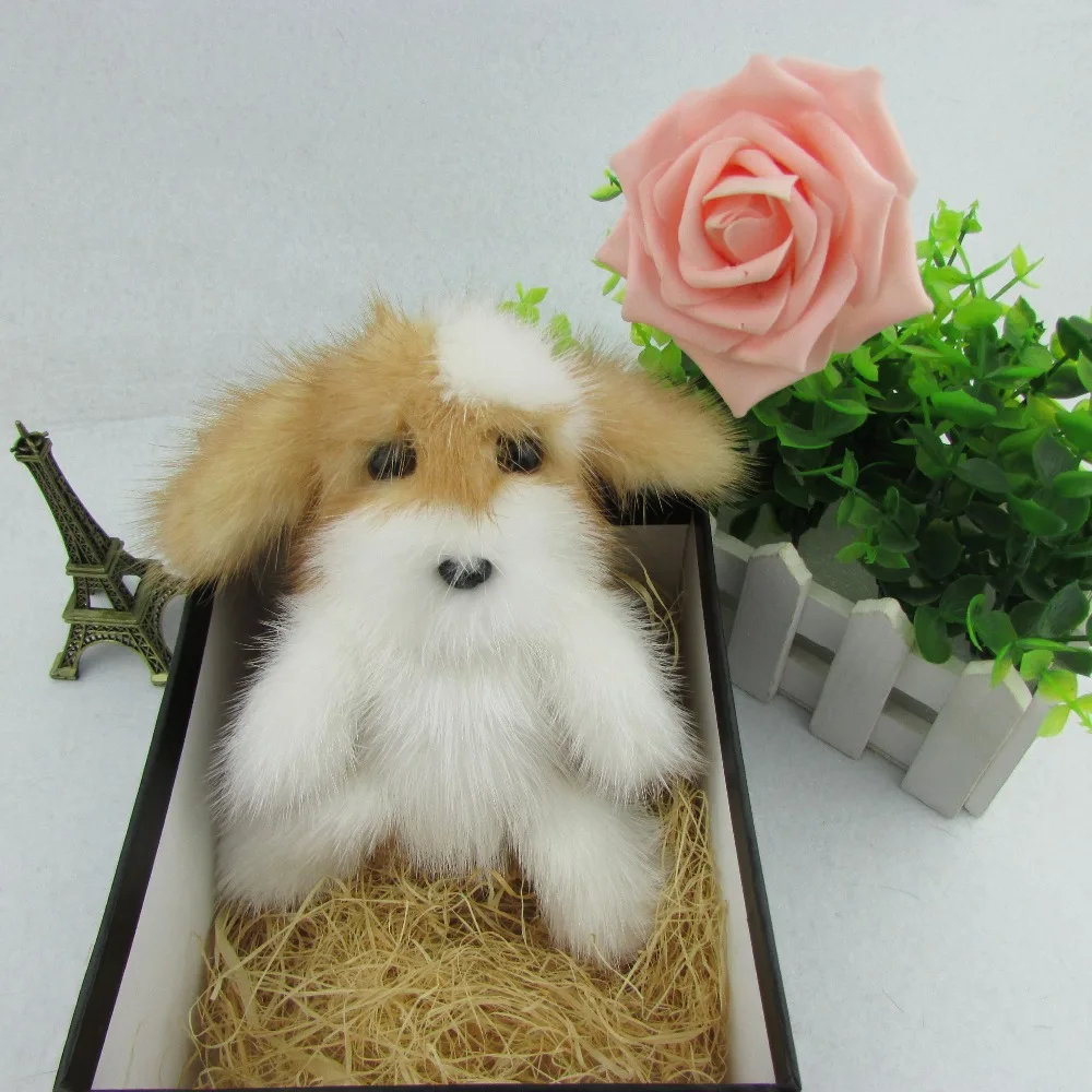 Real Mink fur keychain dog doll Doll Key Chain Charm Golf Bag Wallet Pom pendant Pom Car Dog