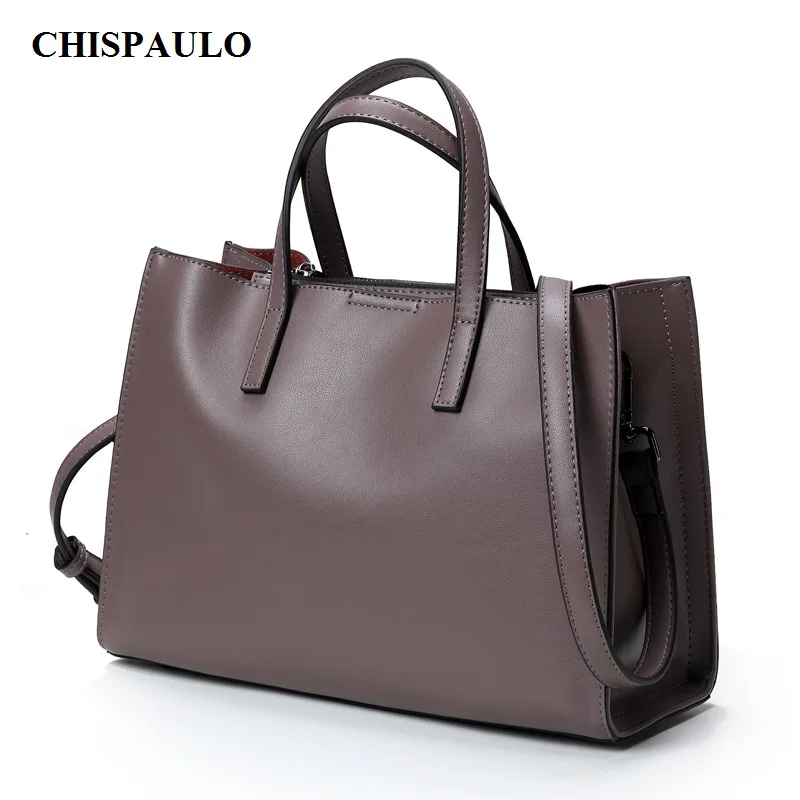 

CHISPAULO Women Genuine Leather Handbags Cowhide Famous Brands Designer Handbags High Quality Tote Bag European Fold Style C103