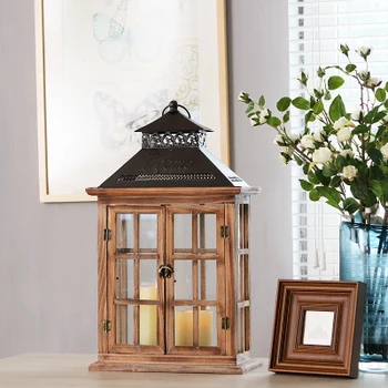 

Chinese retro vintage wooden courtyard wind lamp candle holder romantic wedding home decorations Christmas creative ornaments