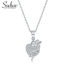 SODROV Аутентичные 925 стерлингового серебра Весна птица и подвеска любовь ожерелье дамы серебряные ювелирные изделия HN012 персонализированные