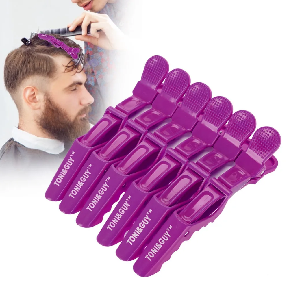 6pcs/set salon single prong hair clip crocodile hairpin anti-slip Braiding Hair Pins claw hairdressing clamps Plastic Barrettes