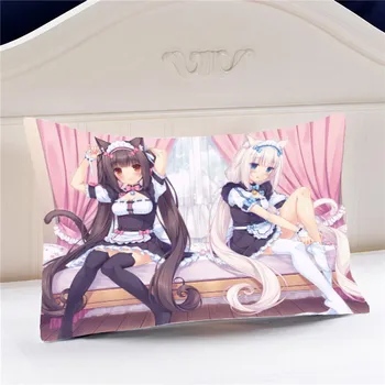 

Oct. Nekopara Anime Chocolat Vanilla Maid Outfit Polyester/Micro-suede/2WT 2way 45*35CM One-sided Two-sided Pillow Case #41290
