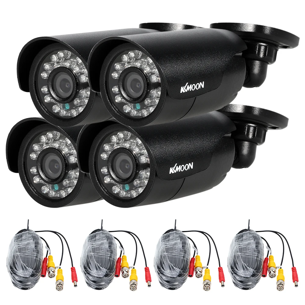 

KKmoon 4pcs 720P AHD Bullet Camera+4*60ft Surveillance Cable Support IR-CUT Night Vision 24pcs Infrared Lamps for Home Security