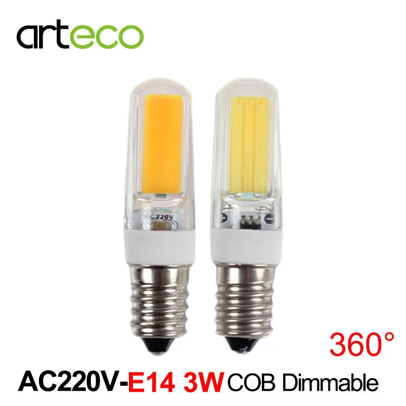 AC220V E14 Светодиодная лампа с регулируемой яркостью 3 Вт COB 300LM мини светодиодный