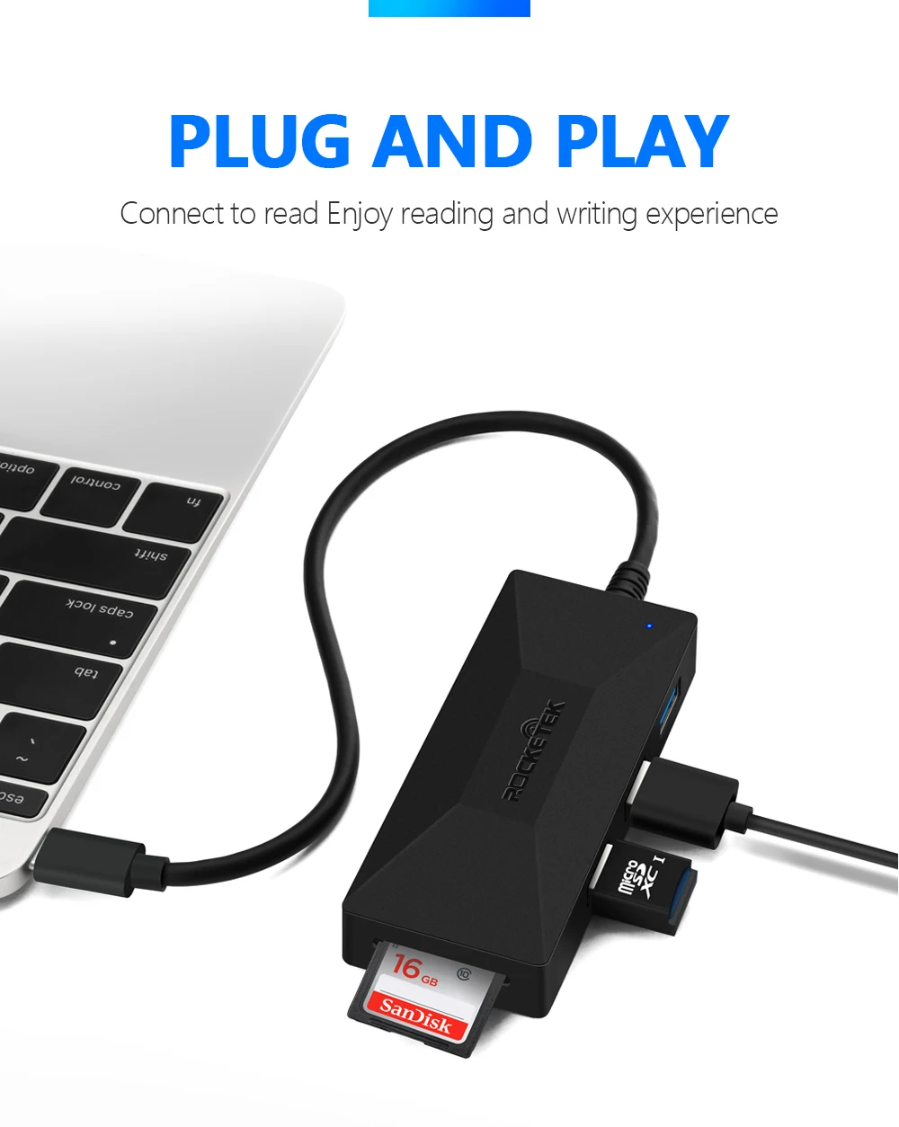 Rocketek multi type-C USB c 3,0 концентратор 3 порта OTG адаптер разветвитель SD TF кардридер для MacBook Air компьютер ПК Аксессуары для ноутбуков