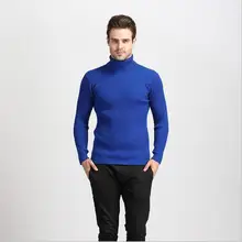 Зимняя Толстая теплая однотонная мужская водолазка, мужские брендовые Свитера s, приталенный пуловер для мужчин, трикотаж с двойным воротником