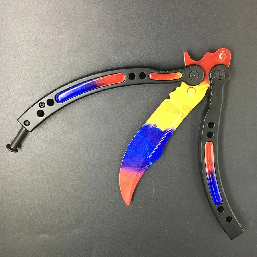 CS GO Karambit складной нож бабочка в ноже тренировочный нож для кемпинга охоты карманный размер из нержавеющей стали+ отвертка - Цвет: B