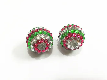 

Newest !! 22mm 100pcs/lot Hotpink/White/Green Stripe Resin Rhinestone Beads