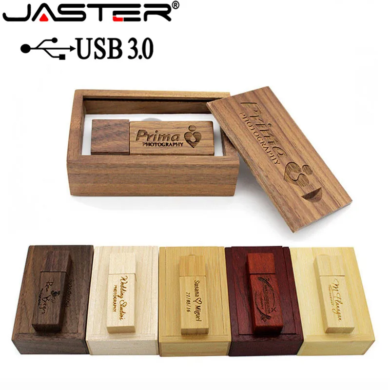 

JASTER USB3.0+box (10 PCS free LOGO) Wood maple usb flash drive pendrive 4GB 8GB 16GB 32GB 64GB memory stick customer LOGO