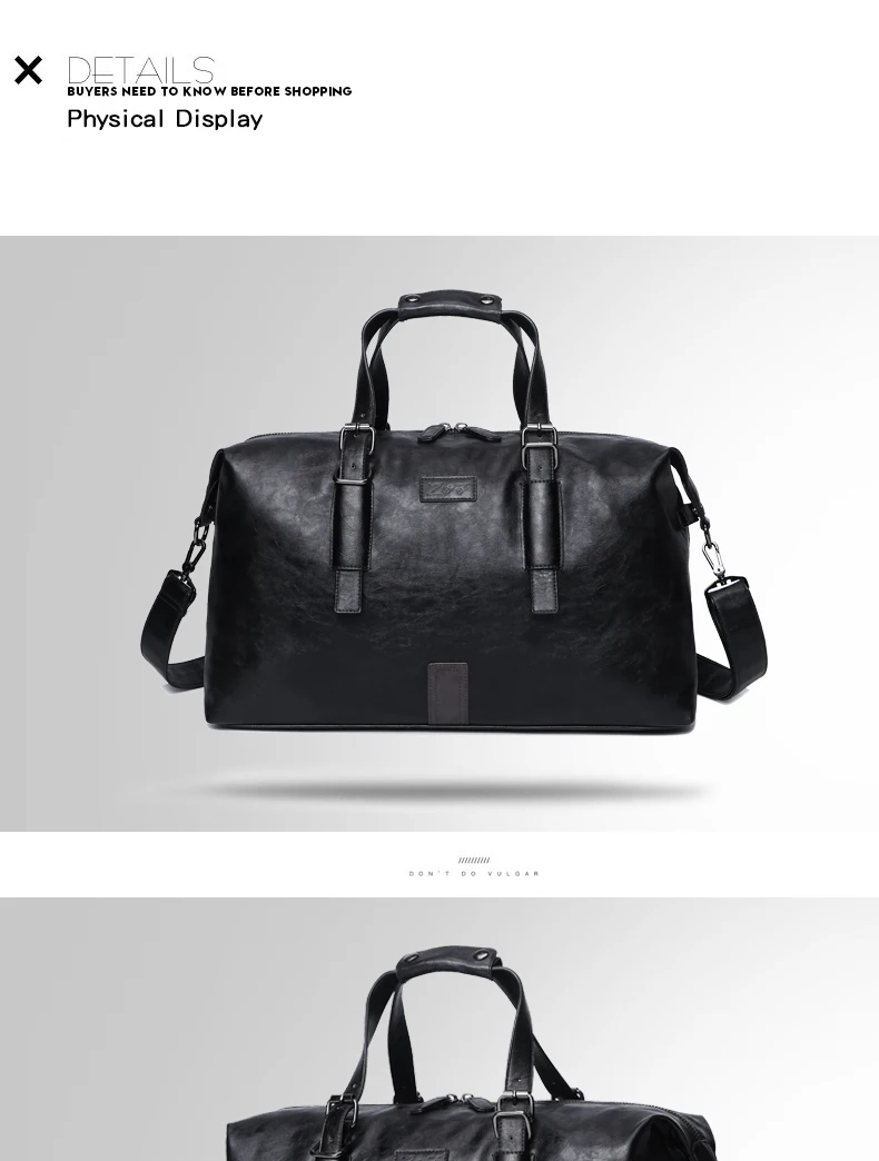 2018 Популярные Дизайн Мужская сумка из искусственной кожи выходные вещевой мешок Портативный Highcapacity Для мужчин досуг дорожная сумка черная