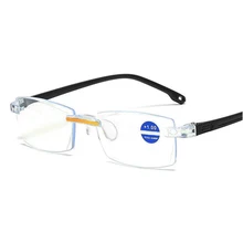 Женские и мужские очки без оправы для чтения, синий светильник, блокировка, бескаркасные компьютерные очки, прозрачные очки для пресбиопии, очки для чтения