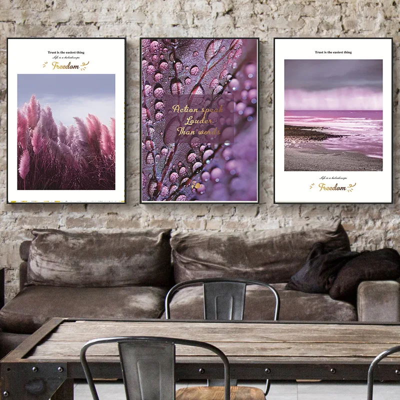 Nordic-Scenery-Canvas-Painting-Seascape-Painting-Violet-Plant-Art-Minimalist-Picture-Art-Print-Living-Room-Bedroom (2)